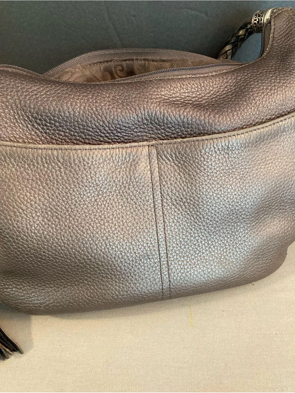 Brighton Barbados Bag in Pebbled Leather with Silver Color Hardware